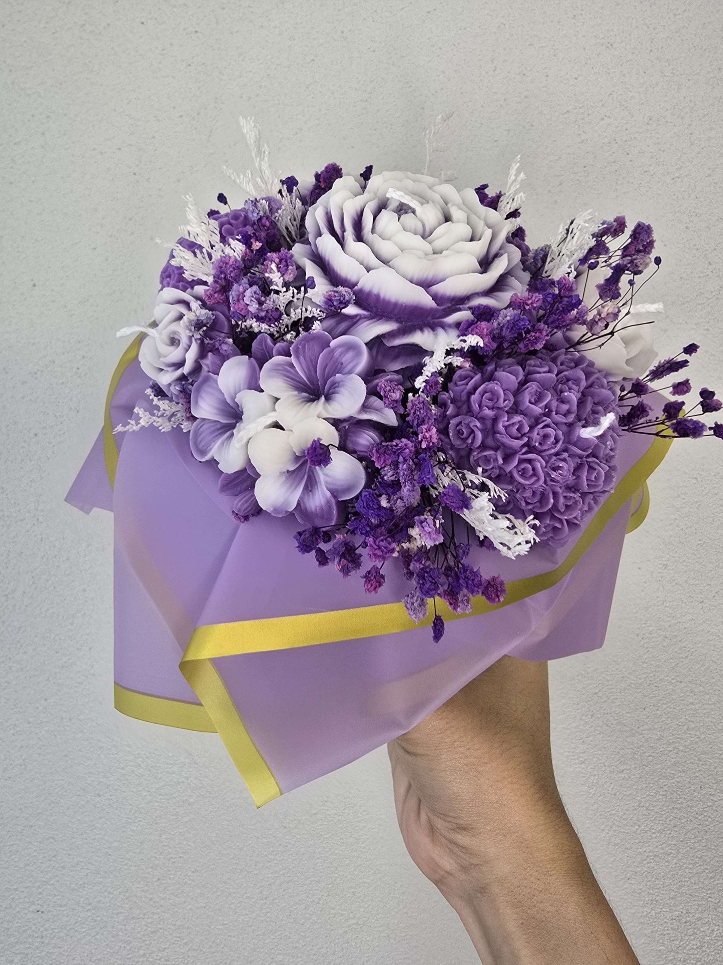 Kerzenstrauß aus Sojawachs – Wachsblumen Deko