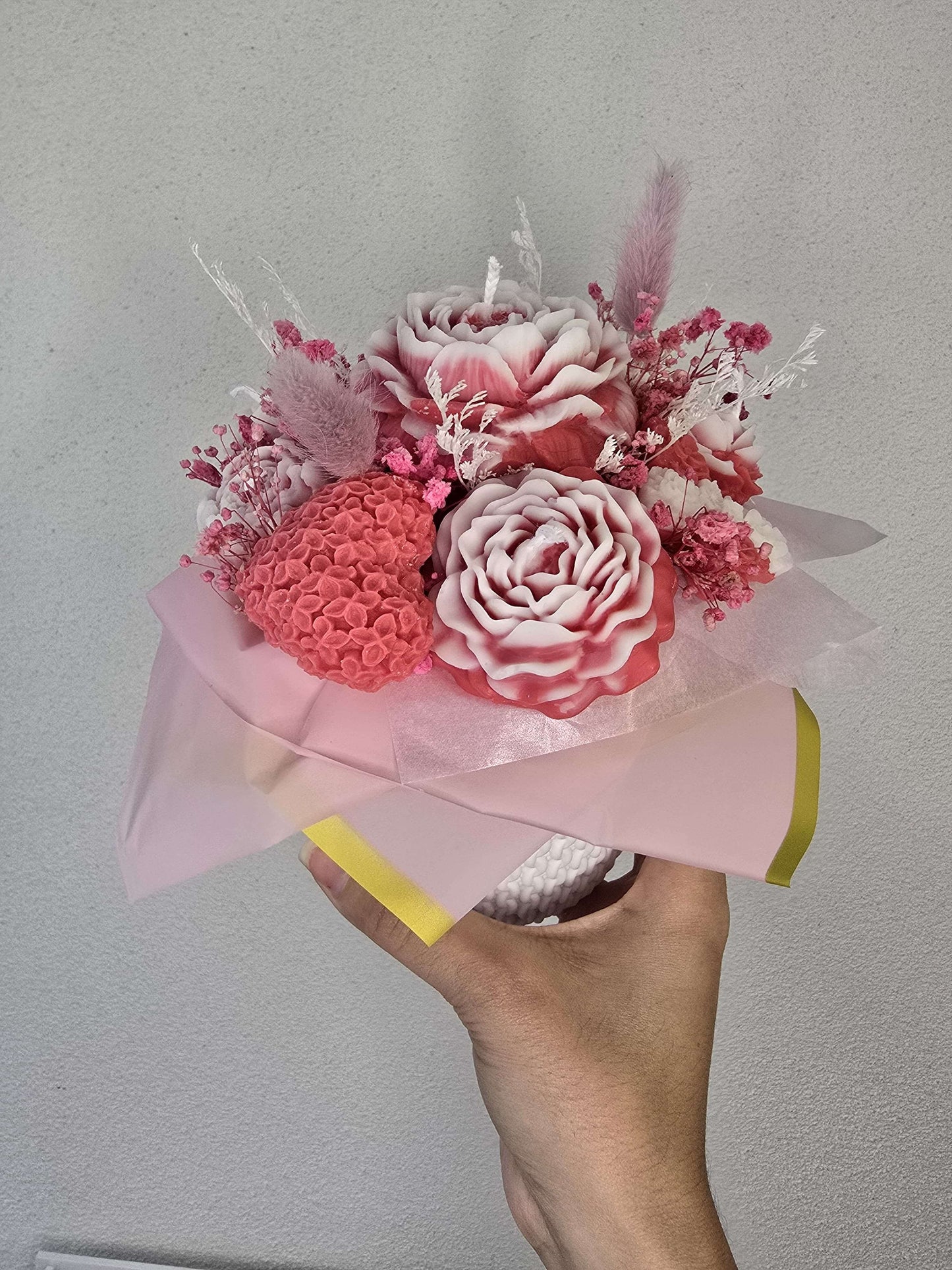 Kerzenstrauß aus Sojawachs – Wachsblumen Deko